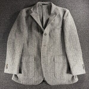 Proper Cloth Mens 50R Grey Herringbone Shetland Tweed Wool Sport Coat Blazer